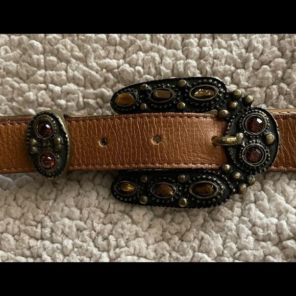 VNT Leatherock  Western Garnet Tiger Eye Woman Belt Size 34/ Pristine